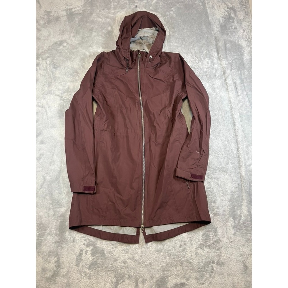 Kuhl Projekt Jetstream Trench Rain Jacket Maroon Hooded Women's Large